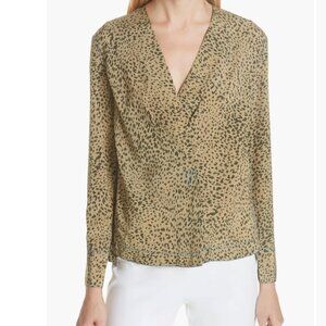 Rag & Bone Women's Size XS Brown Long Sleeve Shields Leopard Print Silk Top